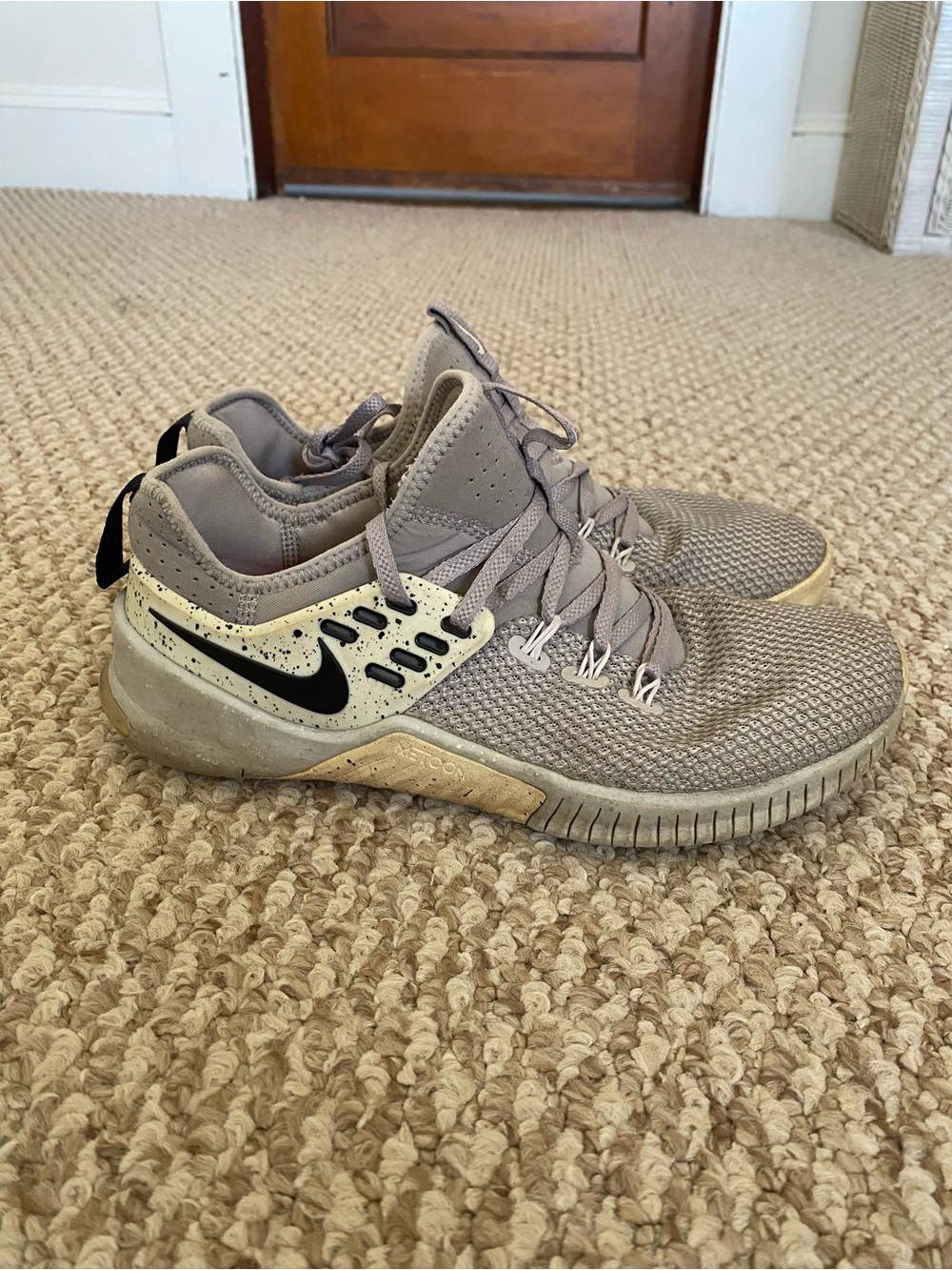 Nike Gray Mesh Sneakers with Black Swoosh